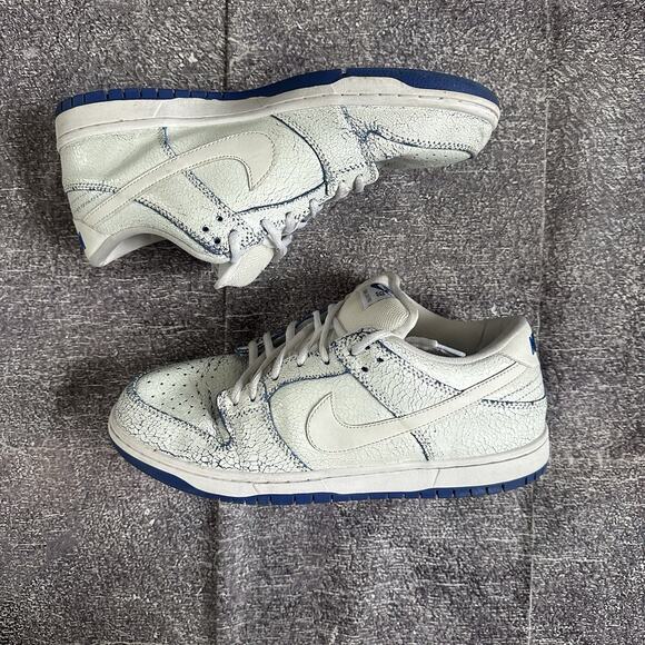 Men\'s 2019 Nike SB Duck Low Premium White Game Royal Blue Cracked Leather Sz 9 main image 8